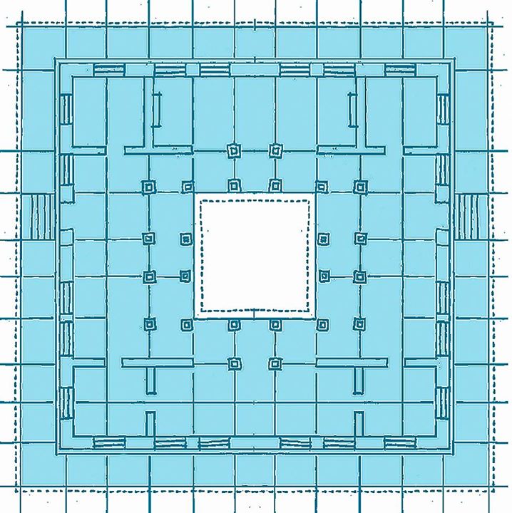 square blue in temple architecture