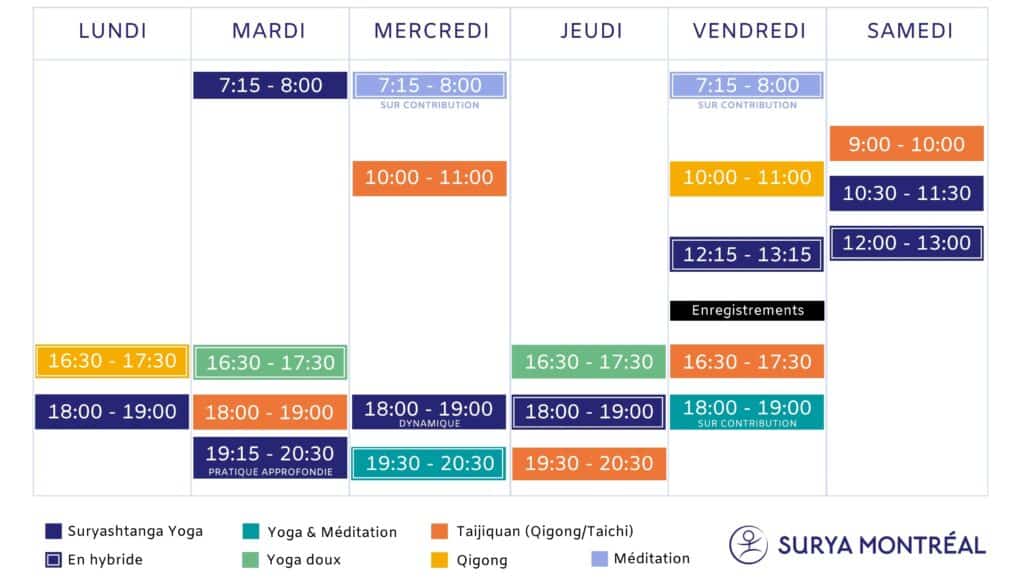 Planning automne 2026 surya montreal