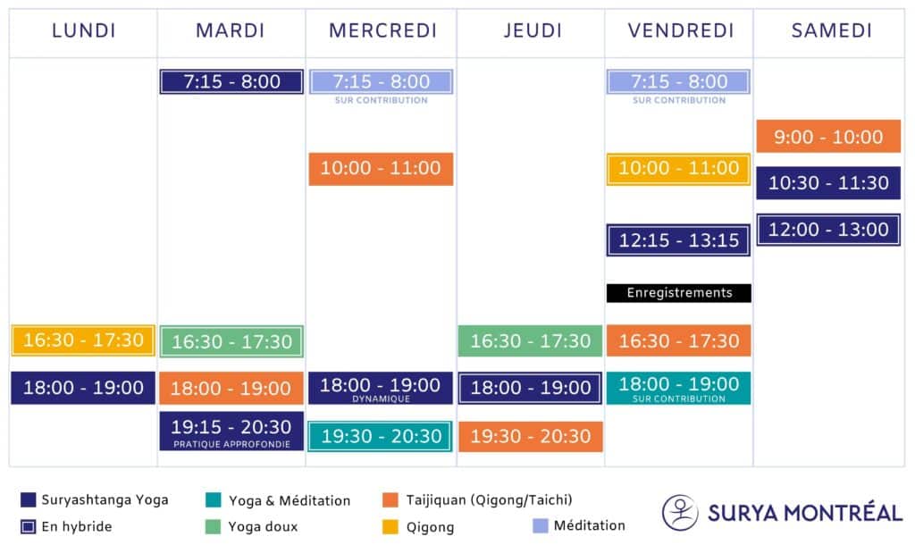 Planning automne Surya Montreal